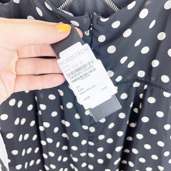 Lulus Black Polka Dot Midi Ruffle Tank Dress Sweetheart Neckline Large - Picture 6 of 9